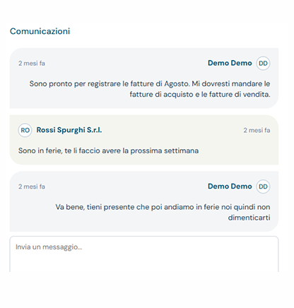 lista messaggi inviati e ricevuti per una singola pratica